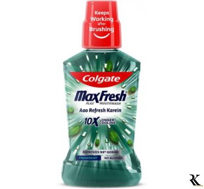 Colgate Maxfresh Plax Antibacterial Mouthwash, 247 Fresh Breath - Fresh Mint  (500 ml)