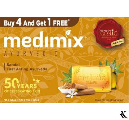 MEDIMIX Ayurvedic Sandal Soap  (Combo Pack 4 + 1 Free, 125 g each)  (4 x 125 g)