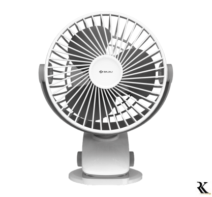 Bajaj Pygmy Mini 11cm Sweep 3 Blade Table Fan (USB Charging, 251268, White Smoke)