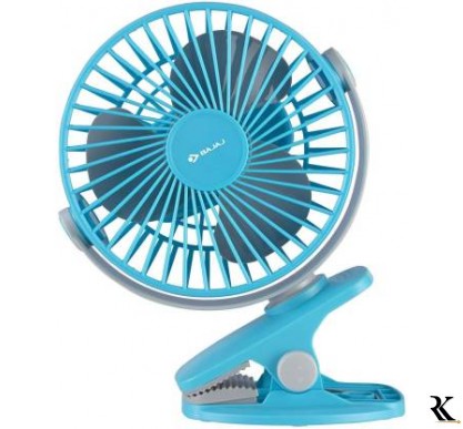 Bajaj Pygmy Mini 11cm Sweep 3 Blade Table Fan (USB Charging, 251267, Cerulean Blue)