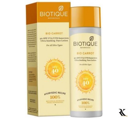 BIOTIQUE Bio Carrot Sunscreen Face Lotion - SPF 40+  (190 ml)